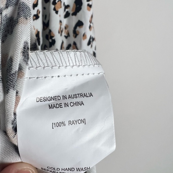 Ebby & I Maxi Dress White Leopard Animal Print Pockets Long Boho Size 10 NWT New - Picture 9 of 15